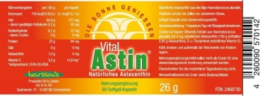 VitalAstin 4 x 60 Kaps. mit 4 mg nat. Astaxanthin