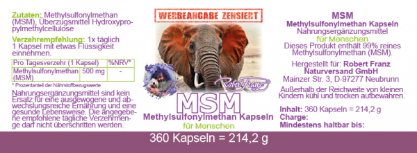MSM Methylsulfonylmethan Kapseln